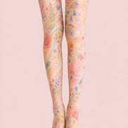 Pastel Bloom Floral Tights Hosiery Pantyhose H68-107