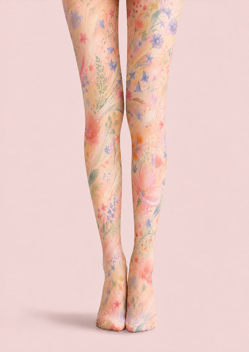 Pastel Bloom Floral Tights Hosiery Pantyhose H68-107
