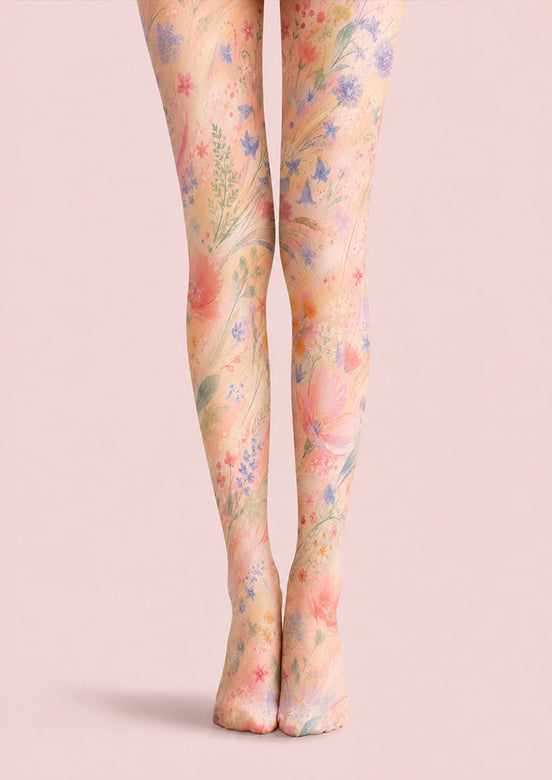 Pastel Bloom Floral Tights Hosiery Pantyhose H68-107