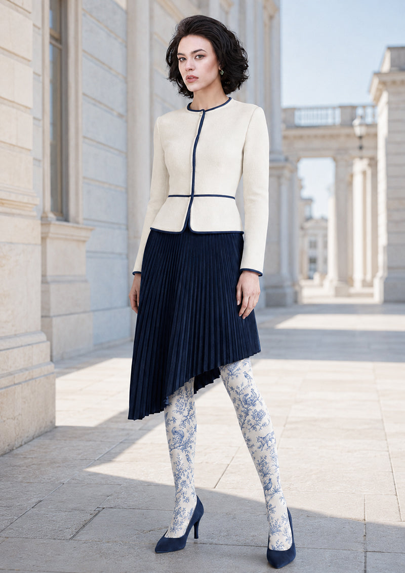 Toile Botanical Tights Blue White Pantyhose H68-108