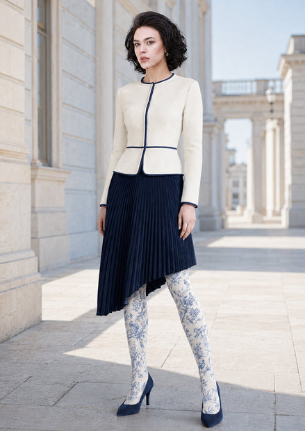 Toile Botanical Tights Blue White Pantyhose H68-108