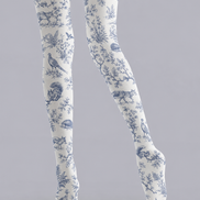 Toile Botanical Tights Blue White Pantyhose H68-108
