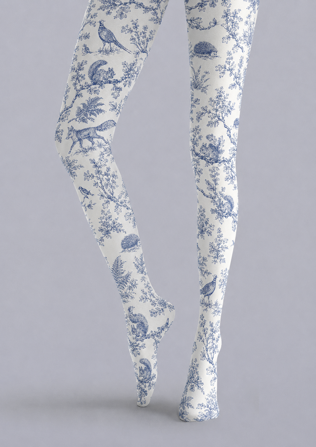Toile Botanical Tights Blue White Pantyhose H68-108