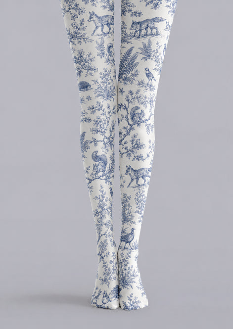 Toile Botanical Tights Blue White Pantyhose H68-108
