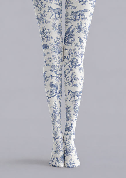 Toile Botanical Tights Blue White Pantyhose H68-108