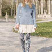 Blue Floral Tights Soft Print Hosiery Pantyhose H68-109