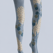 Blue Floral Branch Tights Hosiery Pantyhose H68-110