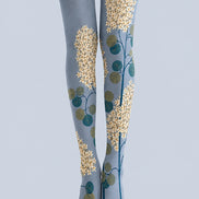 Blue Floral Branch Tights Hosiery Pantyhose H68-110