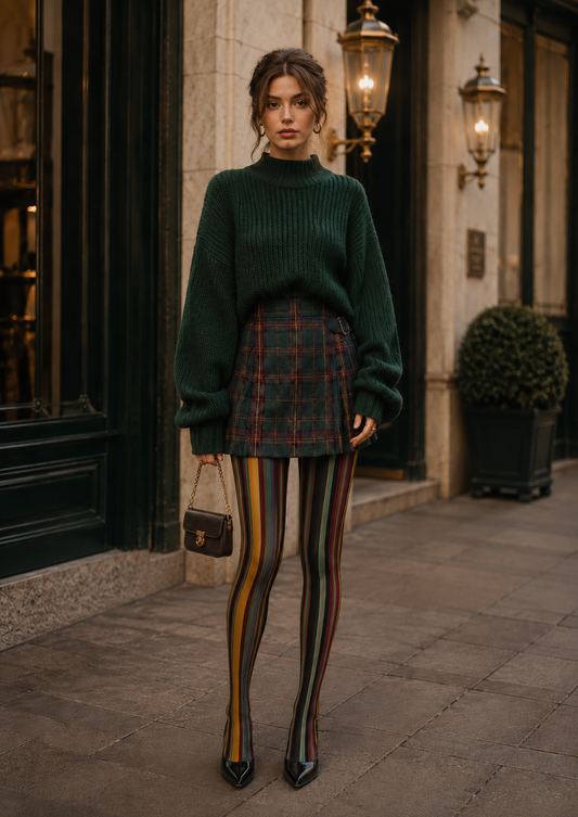 Retro Multicolor Striped Pantyhose Fashion Tights H68-12