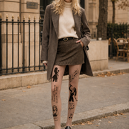 Music Tattoo Pantyhose Print Fashion Tights H68-13