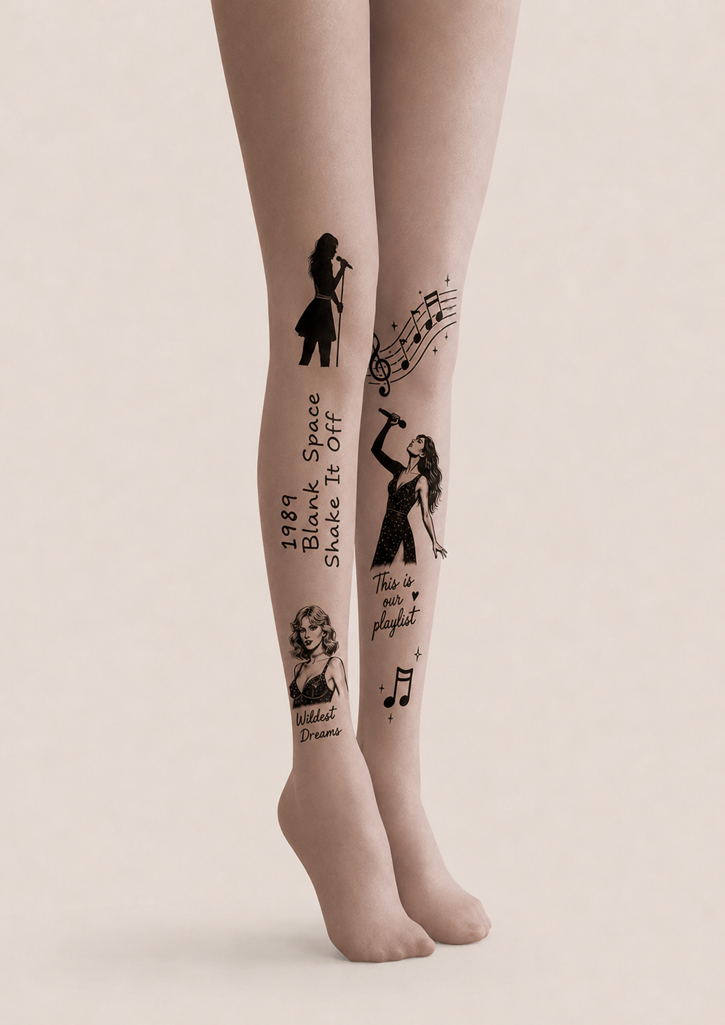 Music Tattoo Pantyhose Print Fashion Tights H68-13