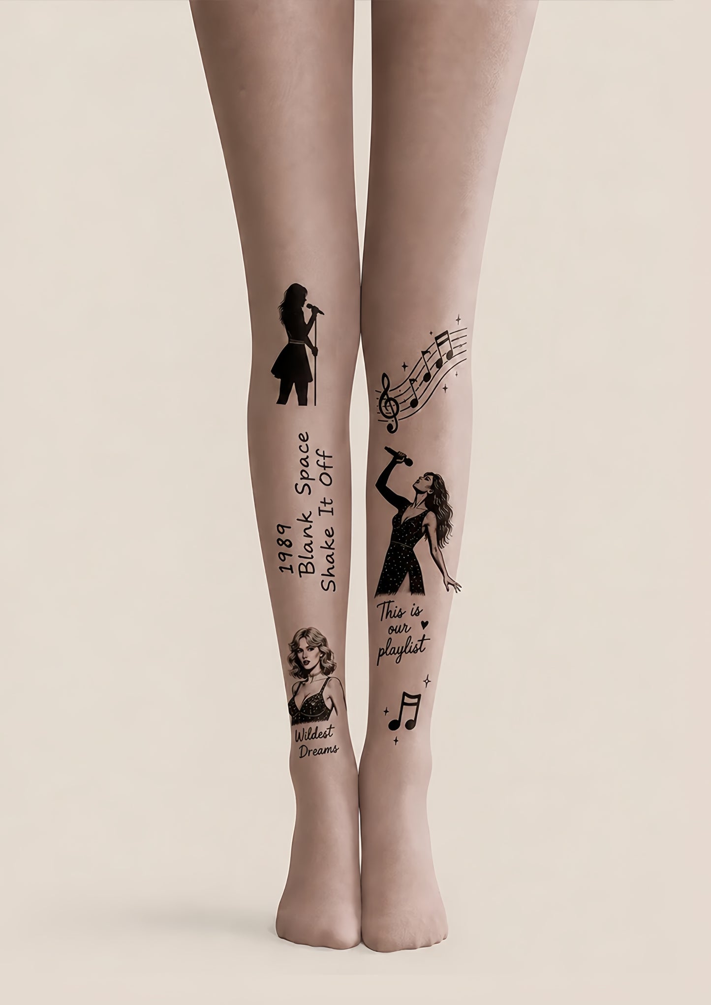 Music Tattoo Pantyhose Print Fashion Tights H68-13
