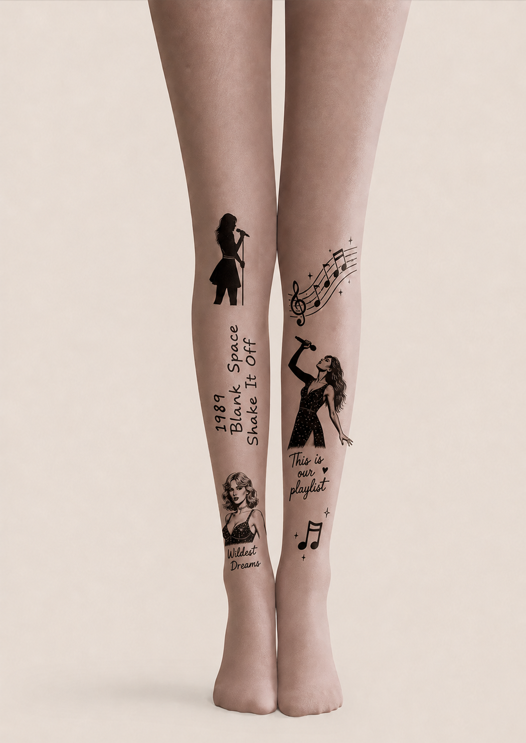 Music Tattoo Pantyhose Print Fashion Tights H68-13