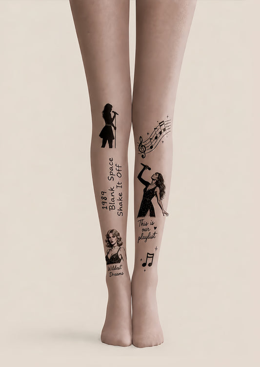 Music Tattoo Pantyhose Print Fashion Tights H68-13