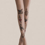 Rose Dagger Heart Scorpion Tattoo Pantyhose Tights H68-15