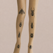 Blackwork Bug Faux Tattoo Print Tights Pantyhose H68-16