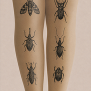 Blackwork Bug Faux Tattoo Print Tights Pantyhose H68-16