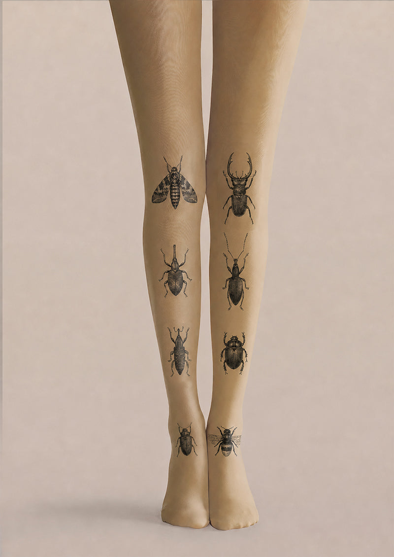 Blackwork Bug Faux Tattoo Print Tights Pantyhose H68-16