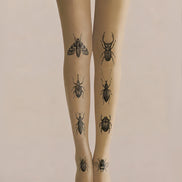 Blackwork Bug Faux Tattoo Print Tights Pantyhose H68-16