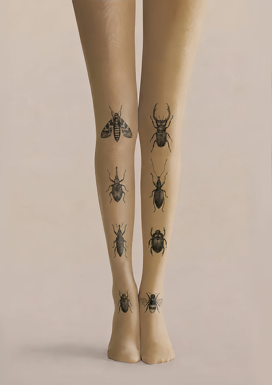 Blackwork Bug Faux Tattoo Print Tights Pantyhose H68-16