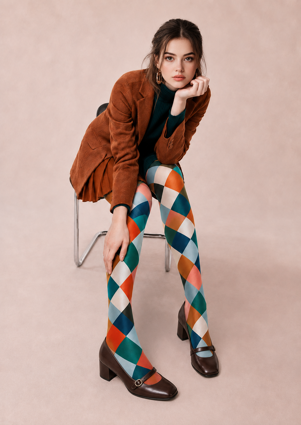 Colorful Argyle Plaid Patterned Tights Pantyhose H68-17