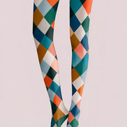 Colorful Argyle Plaid Patterned Tights Pantyhose H68-17