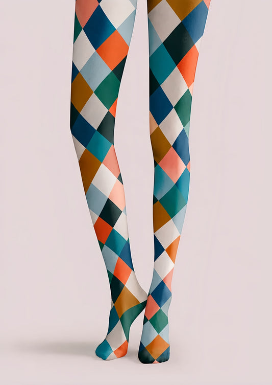 Colorful Argyle Plaid Patterned Tights Pantyhose H68-17