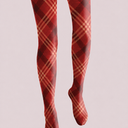 Christmas Holiday Red Tartan Check Tights Hosiery Pantyhose H68-18