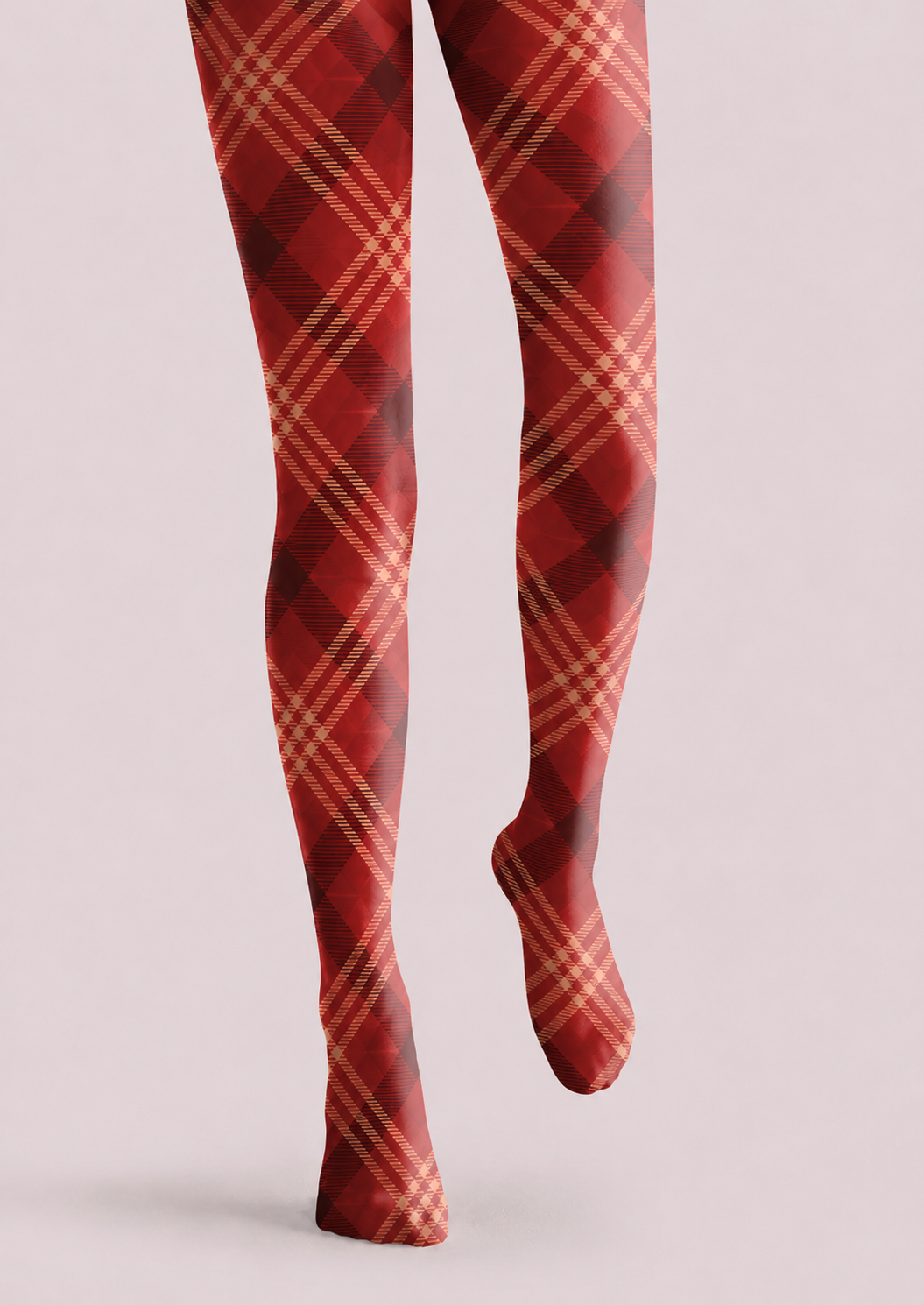 Christmas Holiday Red Tartan Check Tights Hosiery Pantyhose H68-18