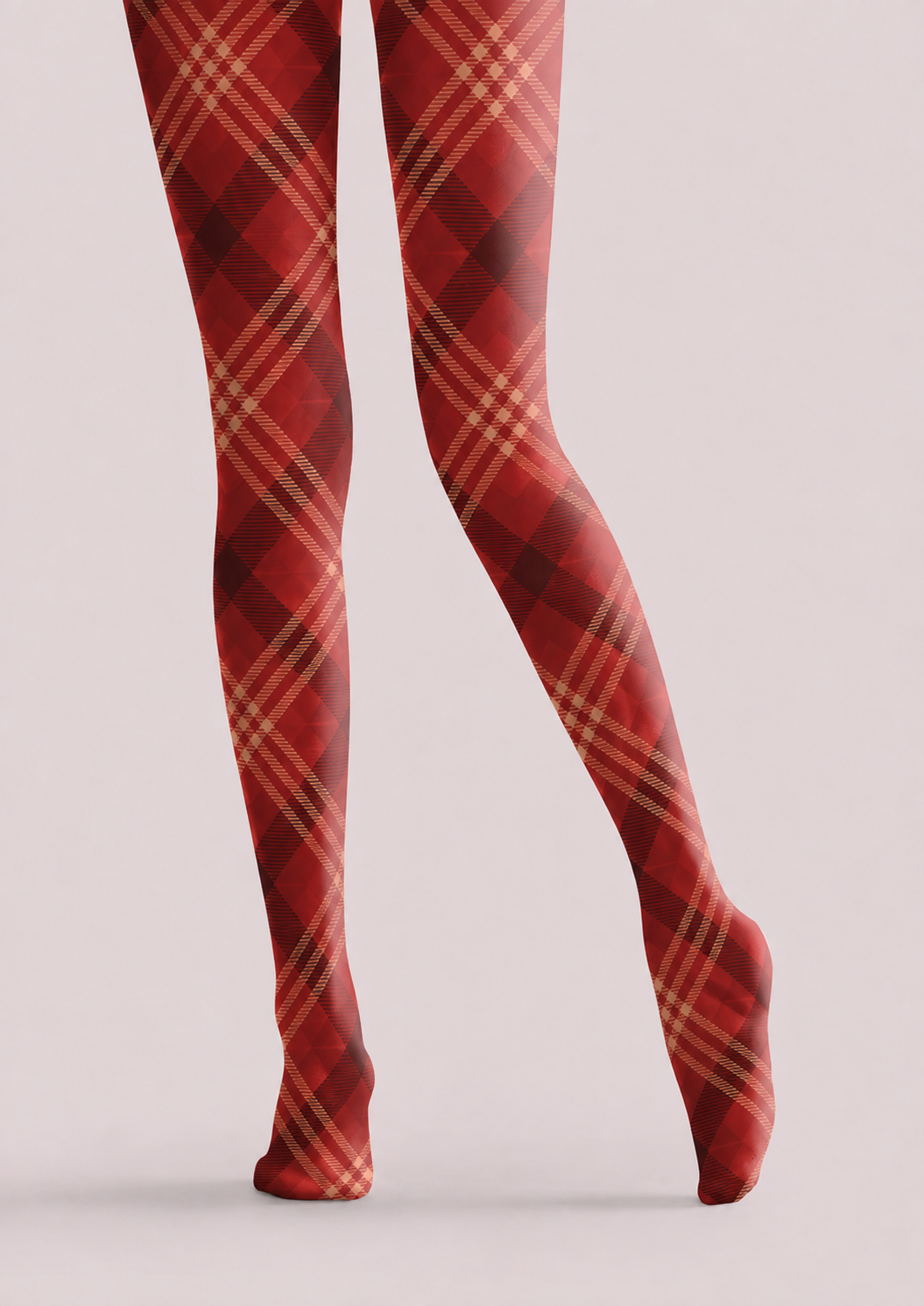 Christmas Holiday Red Tartan Check Tights Hosiery Pantyhose H68-18
