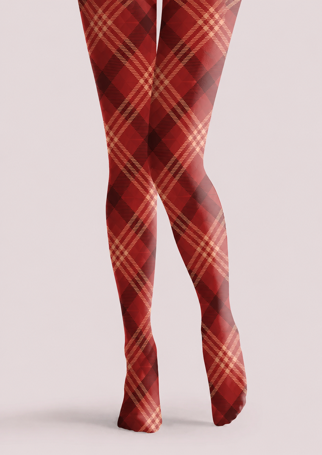Christmas Holiday Red Tartan Check Tights Hosiery Pantyhose H68-18