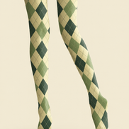 Preppy Green Diamond Pantyhose Plaid Tights H68-19