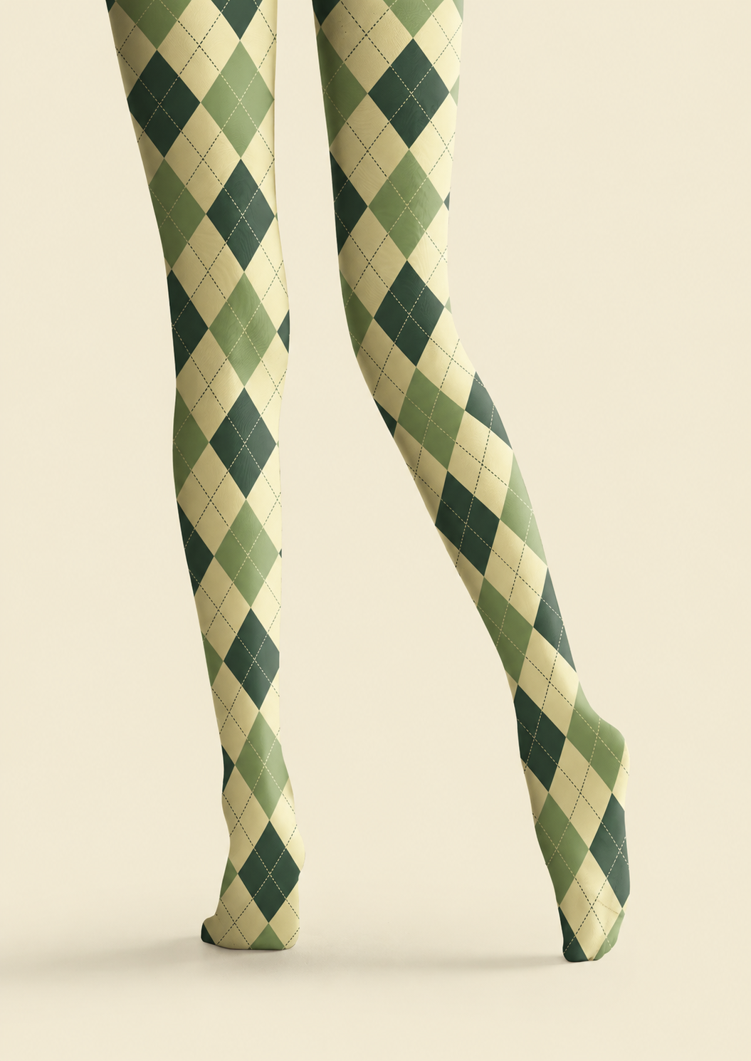 Preppy Green Diamond Pantyhose Plaid Tights H68-19