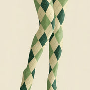 Preppy Green Diamond Pantyhose Plaid Tights H68-19