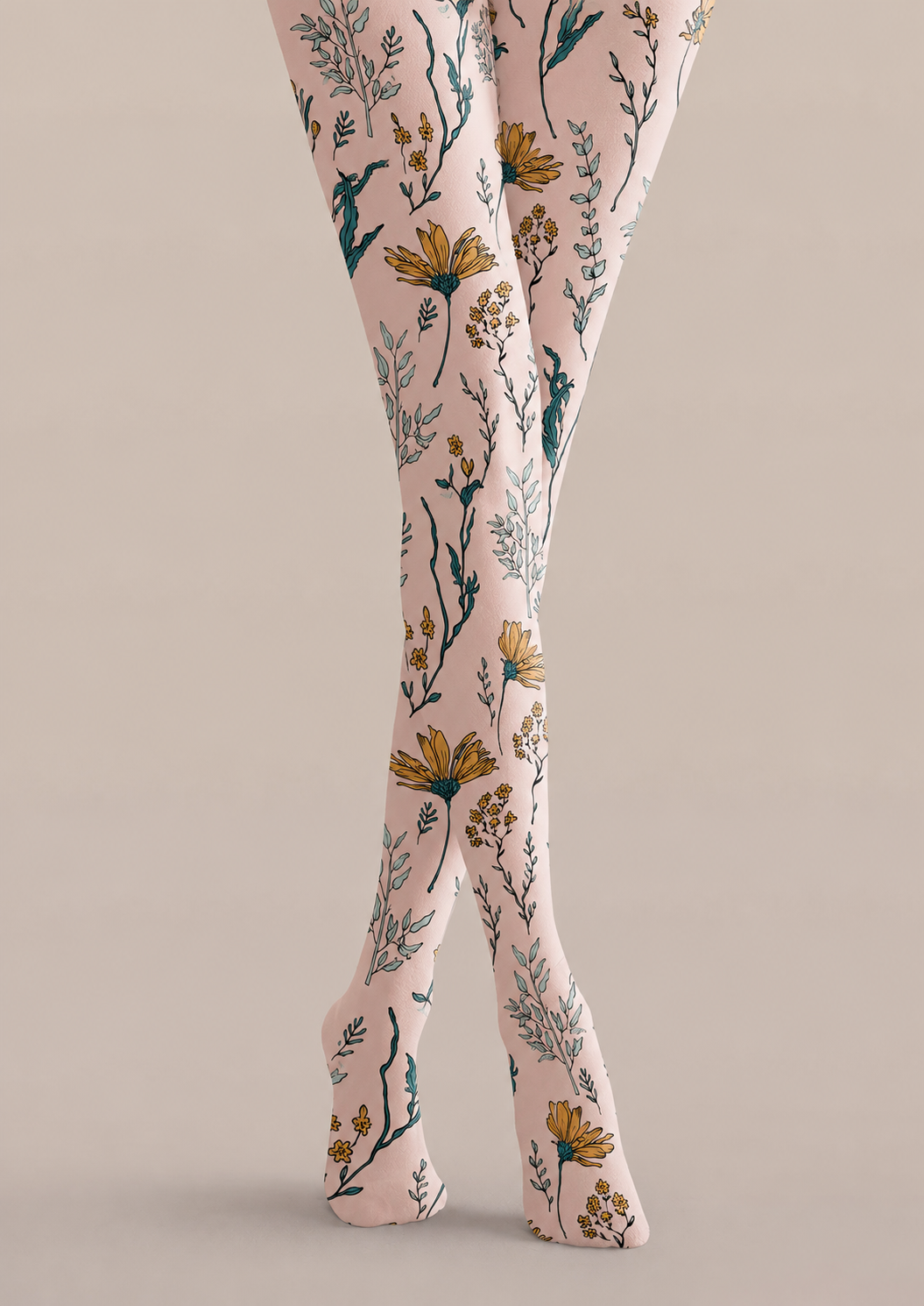 Yellow Daisy Floral Printed Tights Pantyhose H68-2