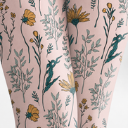 Yellow Daisy Floral Printed Tights Beige Pantyhose H68-2