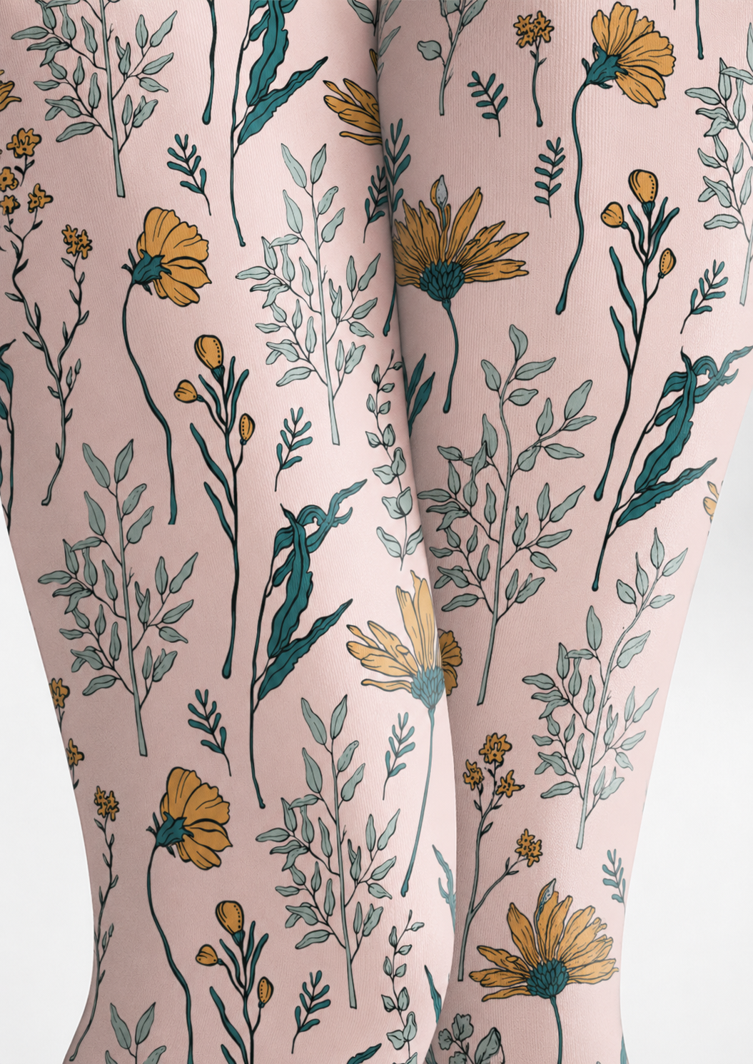 Yellow Daisy Floral Printed Tights Pantyhose H68-2