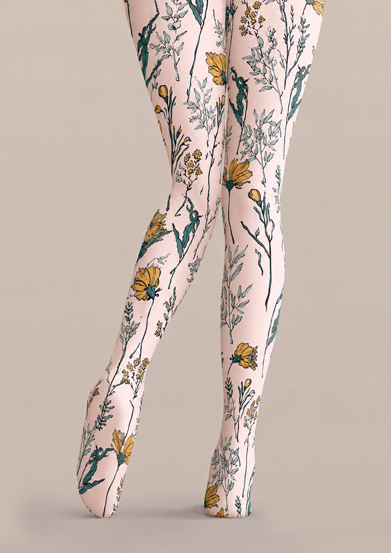 Yellow Daisy Floral Printed Tights Pantyhose H68-2