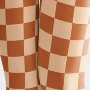 Orange Checkerboard Plaid Patterned Tights Pantyhose H68-20