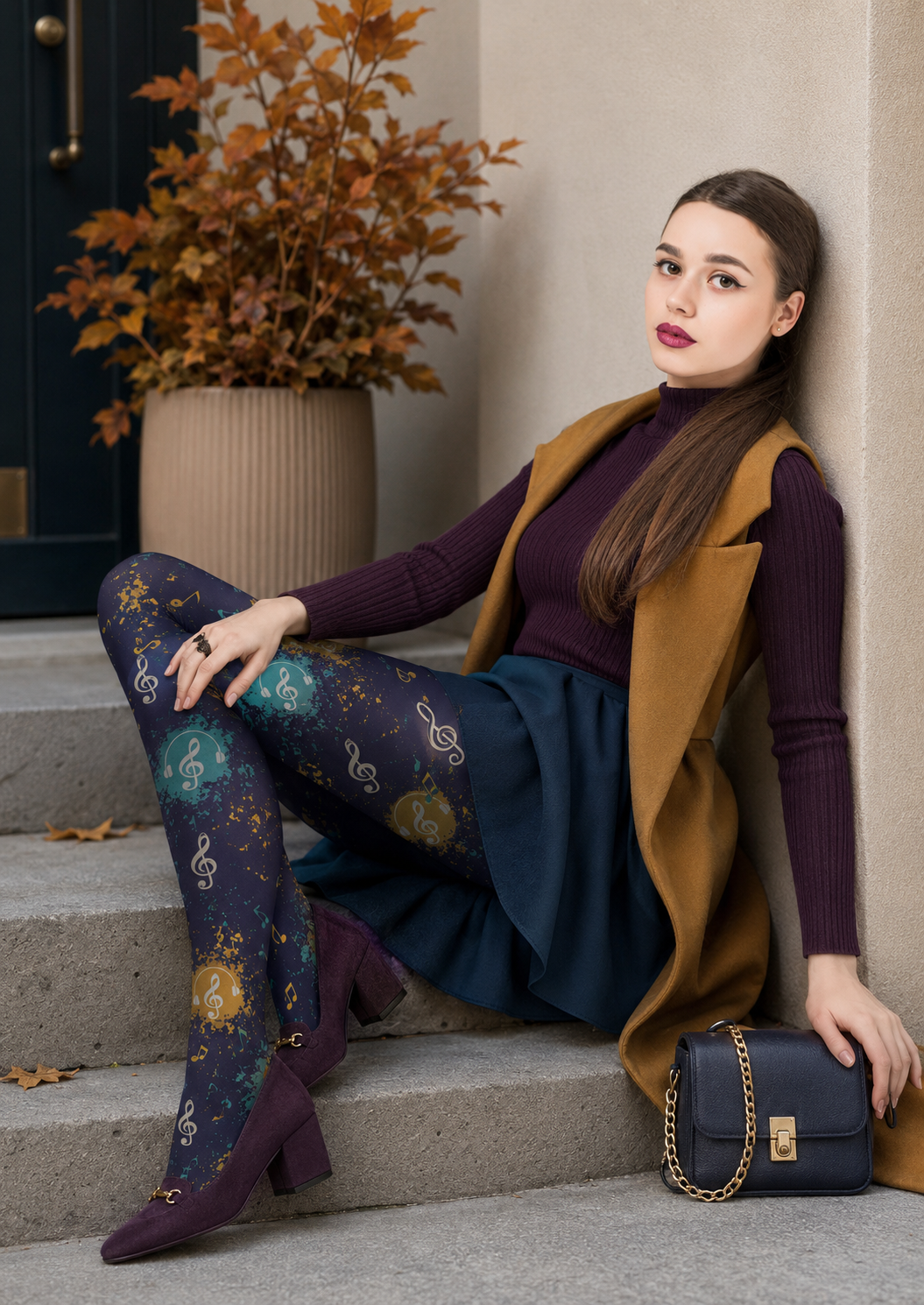 Street Art Music Print Tights Hosiery H68-25