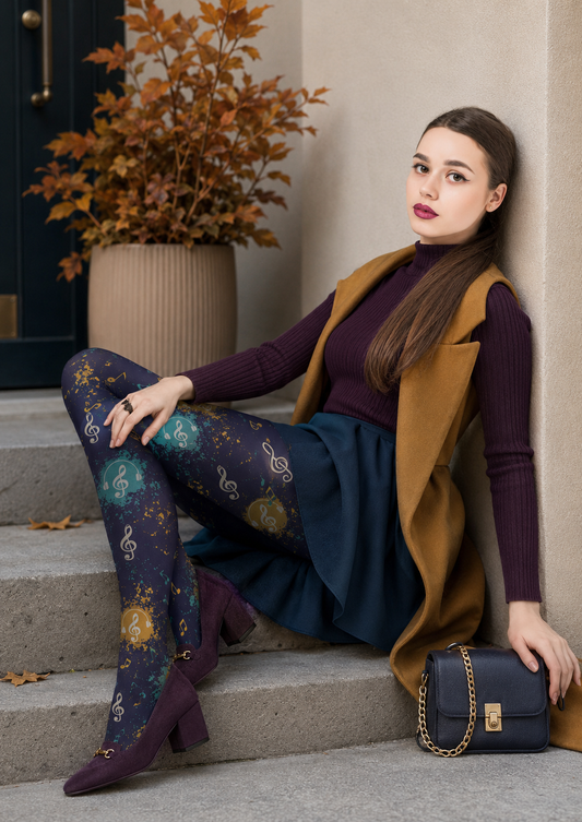 Street Art Music Print Tights Hosiery H68-25