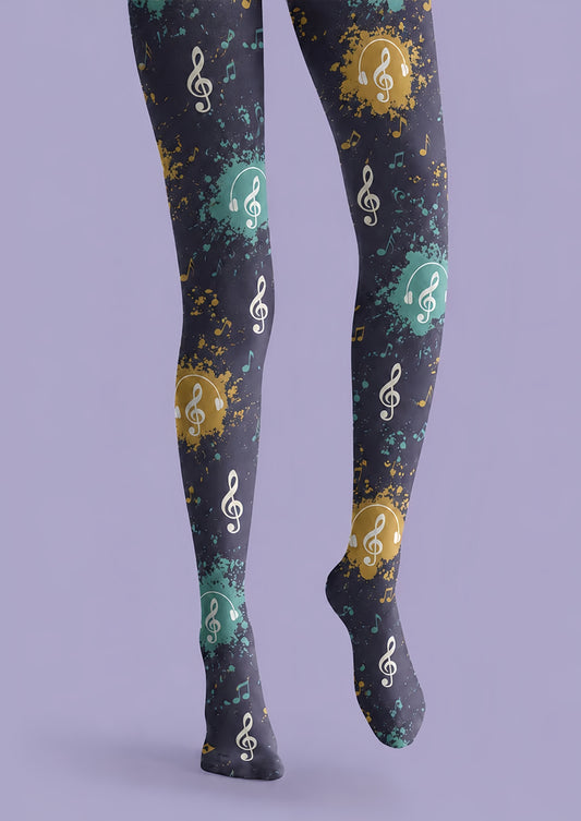Street Art Music Print Tights Hosiery H68-25