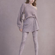 Gray Music Note Heart Tights Patterned Pantyhose H68-26