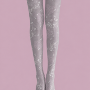 Gray Music Note Heart Tights Patterned Pantyhose H68-26