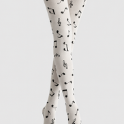 Ivory Musical Symbol Graphic Pantyhose Tights H68-27