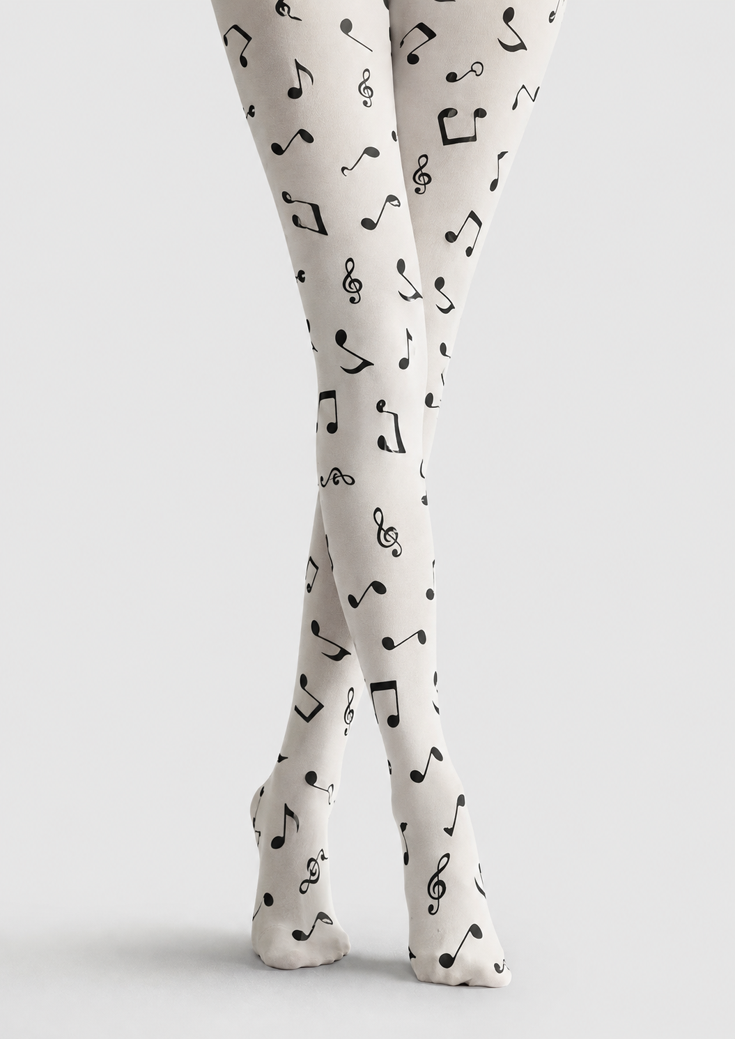 Ivory Musical Symbol Graphic Pantyhose Tights H68-27