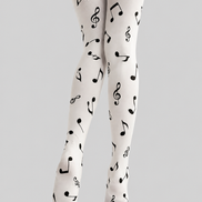Ivory Musical Symbol Graphic Pantyhose Tights H68-27