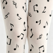 Ivory Musical Symbol Graphic Pantyhose Tights H68-27
