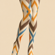 Brown Orange Geometric Argyle Tights Hosiery Pantyhose H68-29