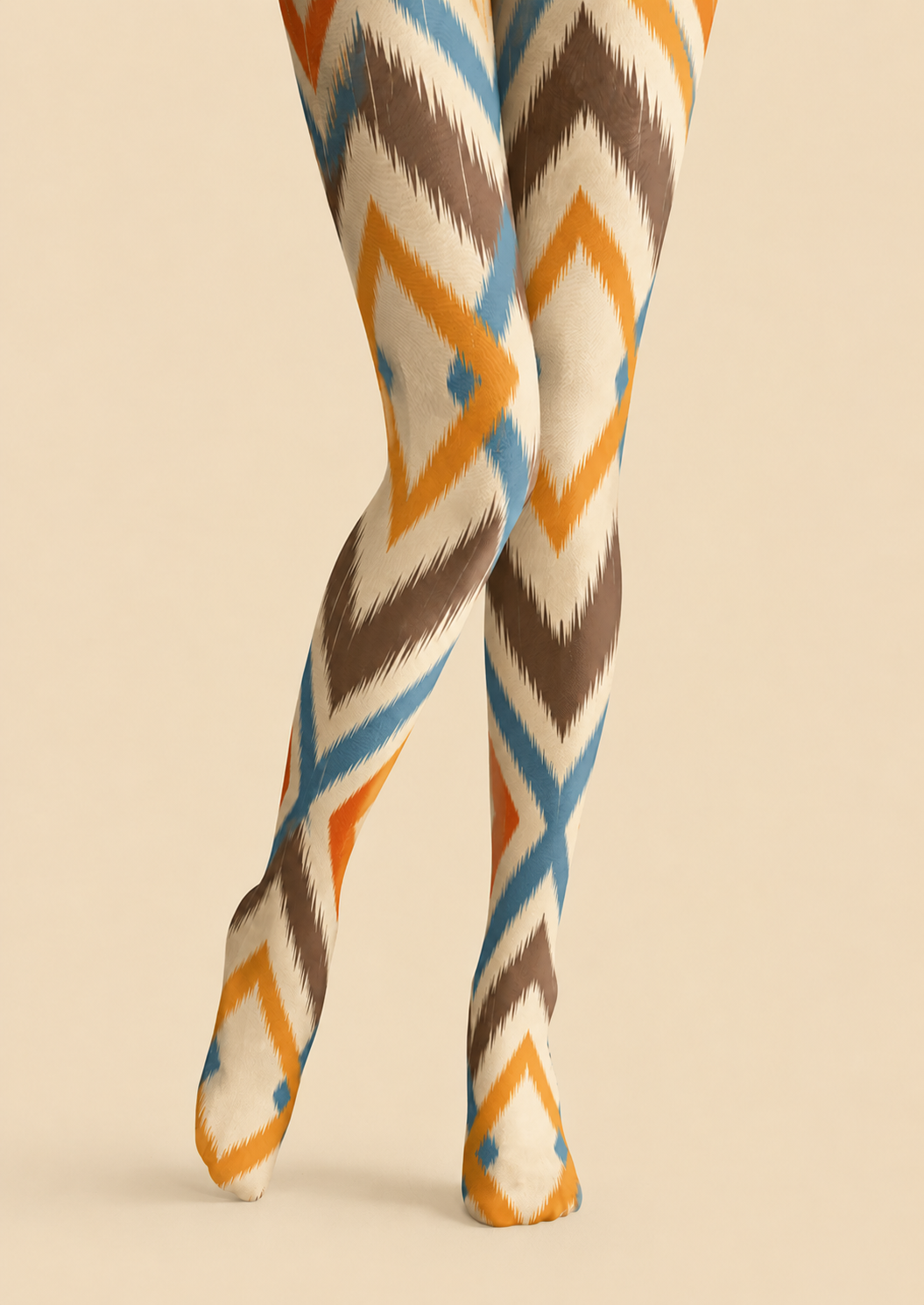 Brown Orange Geometric Argyle Tights Hosiery Pantyhose H68-29